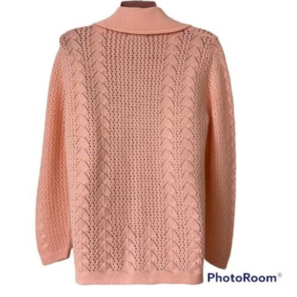 Vintage Duet Wintuk Sweater Cardigan Womens Medium Pink Acrylic Knit - Picture 3 of 4